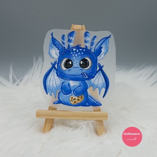 "Drache mit Keks" Bügelbild mittel (ca. 9cm X 8cm)
